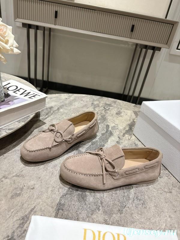 2025 Women Dior Beige Suede Loafers