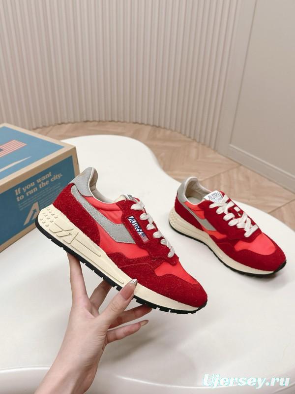 2024 Unisex Autry Red White Leather Mesh Sneakers MJ00330