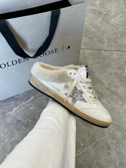2024 GGDB white silver leather shearling sneakers MJ00280