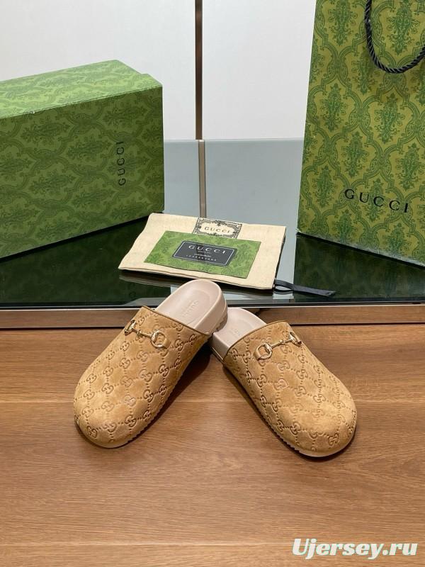2024 Slippers Gucci Beige Suede Slippers MJ00280