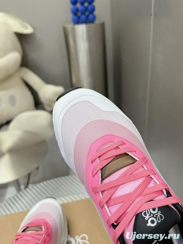 2025 Women Loewe Pink White Mesh Leather Sneakers