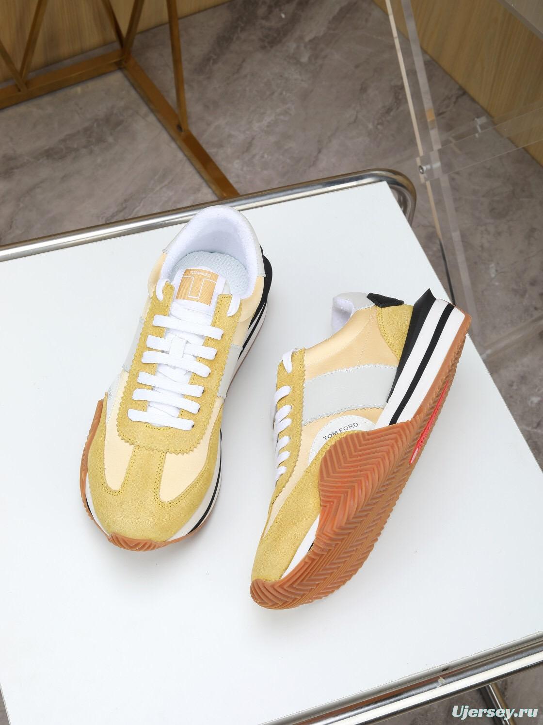 2025 Unisex TOM FORD Yellow White Grey Suede Leather Sneakers LY00360(F)/LY00370(M)