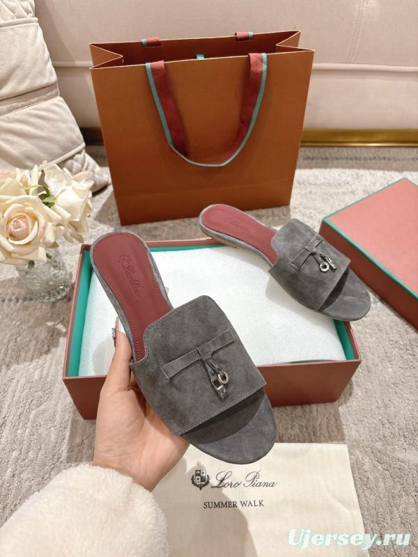 2025 Slippers LP Grey Suede Slippers LY00270