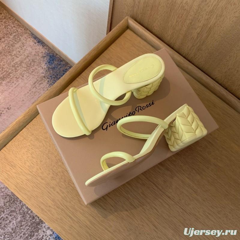 2025 Women Gianvito Rossi Yellow Leather Sandals