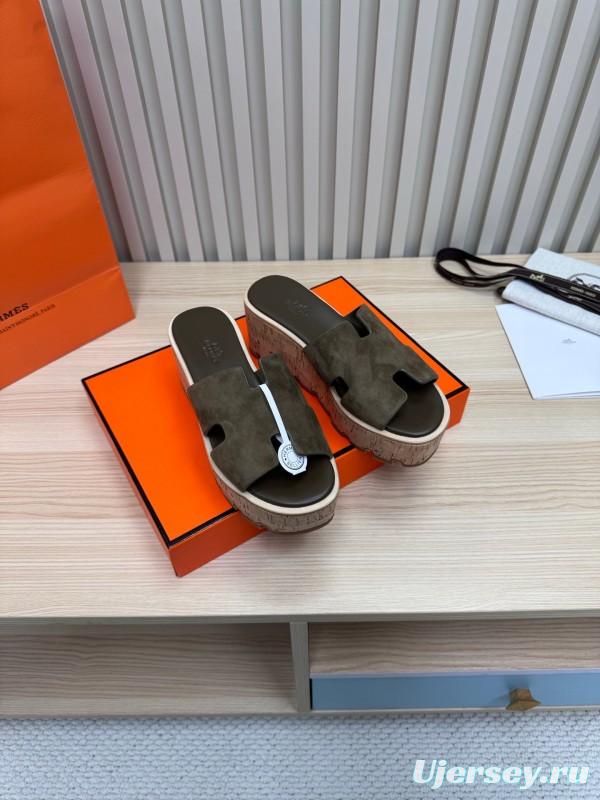 2025 Slippers Hermès Brown Suede Slippers