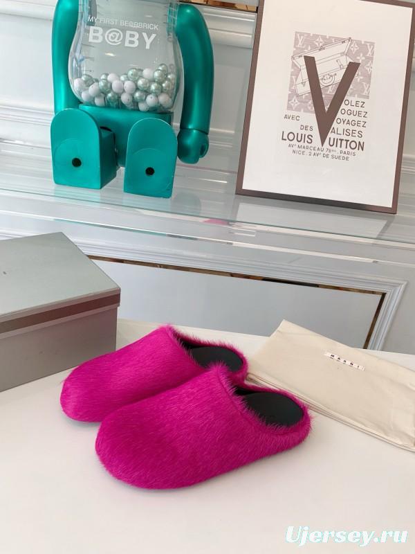 2024 Slippers Marni fuchsia pony hair slippers