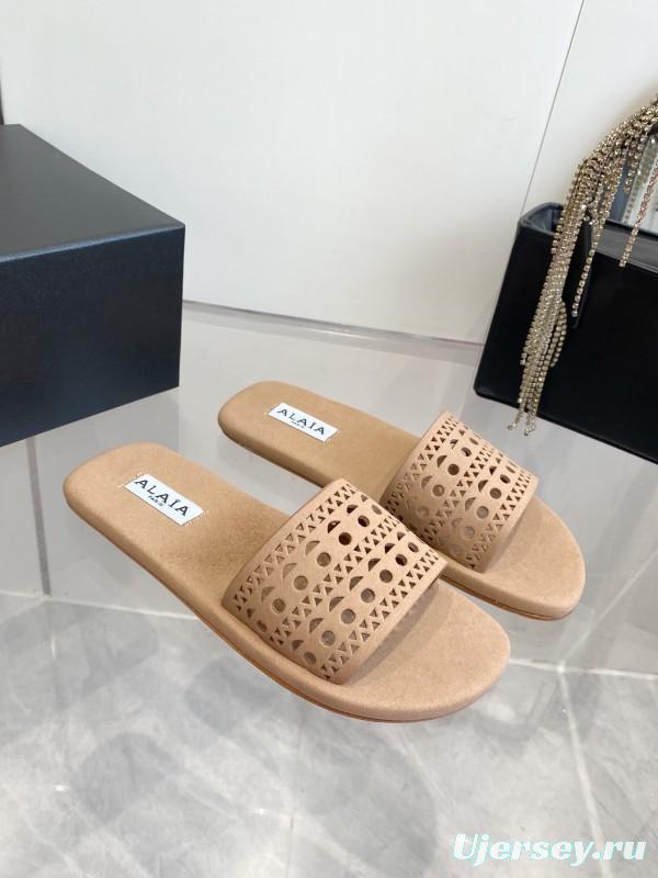 2025 ALAIA Beige Leather Slippers KFY00280