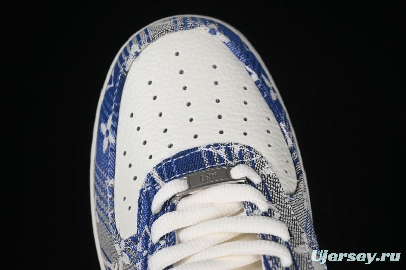 Nike Air Force 1 '07 Low LV Collaboration Gray Blue Denim Casual Sneakers - SC9207-540