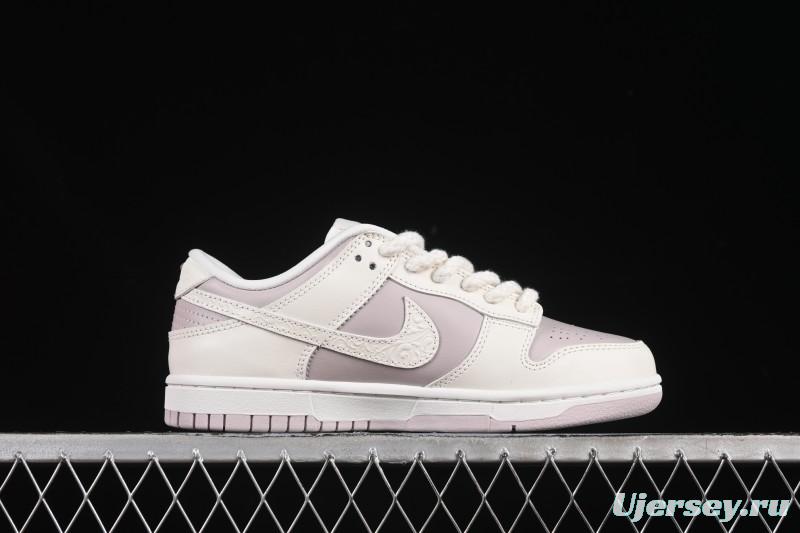 Nike SB Dunk Low White Light Purple Embossed Low-Top Casual Skate Shoes IH0639-011
