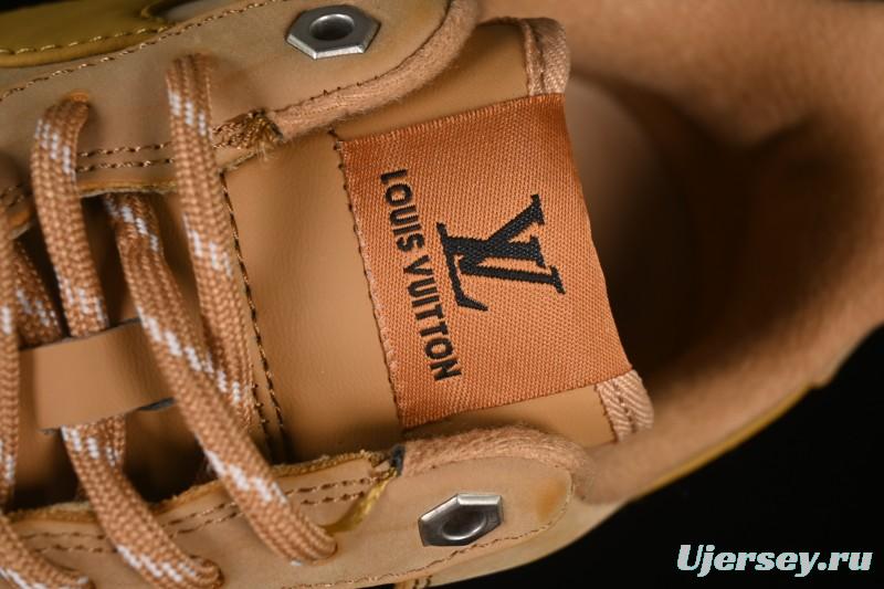 Louis Vuitton x Nike Air Force 1 '07 Low Casual Sneakers with Monogram Print in Wheat - CJ9179-200