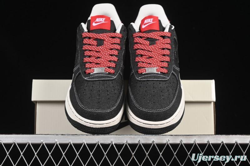 Nike Air Force 1'07 Low Stussy Collaboration Dark Grey Woven Casual Sneakers - LW9279-002