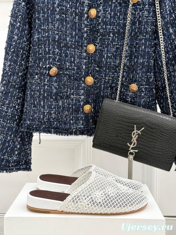 2025 Women Yves Saint Laurent White Mesh Slippers KFY00260