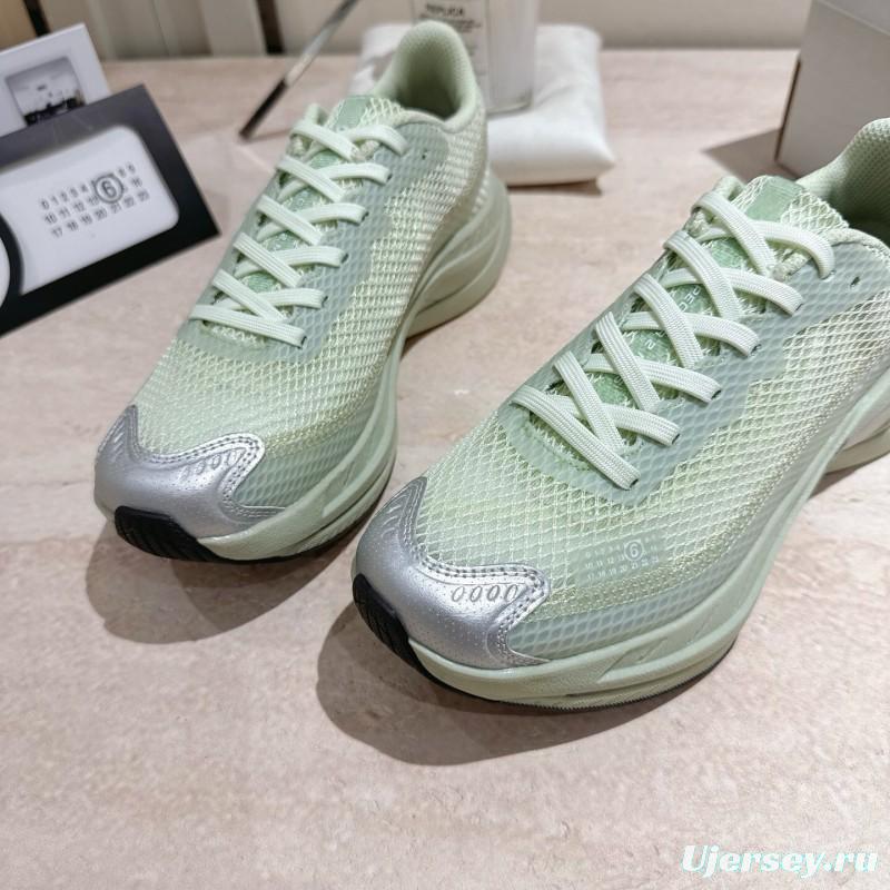2025 Women MM6 Light Green Silver Mesh Sneakers