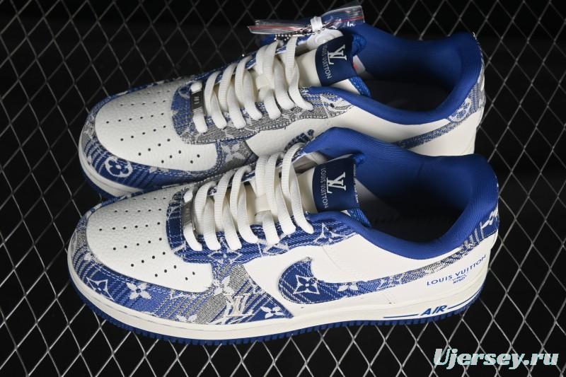 Nike Air Force 1 '07 Low LV Collaboration Gray Blue Denim Casual Sneakers - SC9207-540