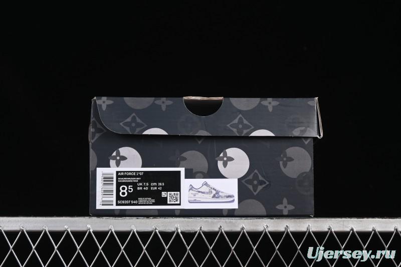 Nike Air Force 1 '07 Low LV Collaboration Gray Blue Denim Casual Sneakers - SC9207-540