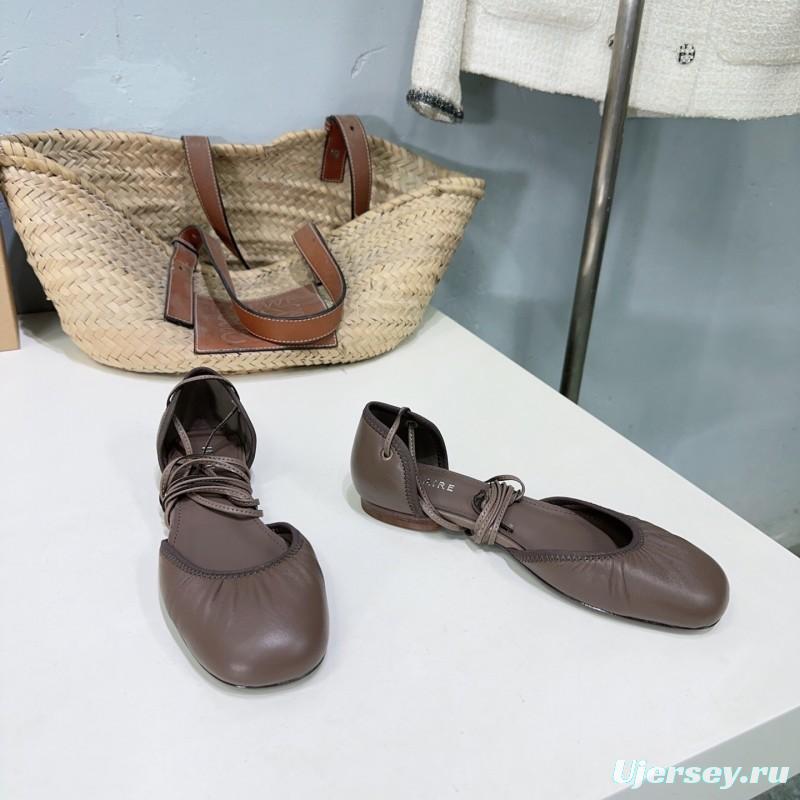 2025 Women LEMAIRE Brown Leather Ballet Flats