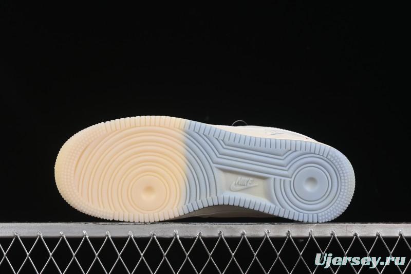 Nike Air Force 1 '07 Low Supreme Collaboration Two-Tone Beige Blue Casual Skate Shoes - XX3168-179
