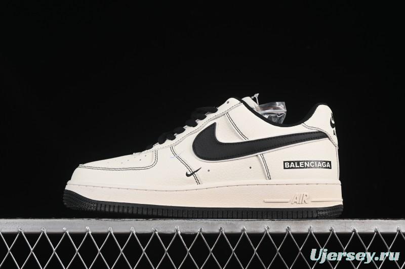 Nike Balenciaga Air Force 1'07 Low Collaboration Triple Swoosh Beige Black Casual Shoes - FR0538-090