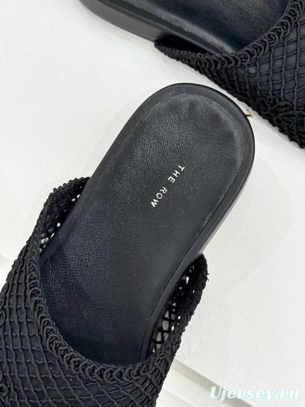 2025 Slippers Unisex The Row Black Mesh LY00360