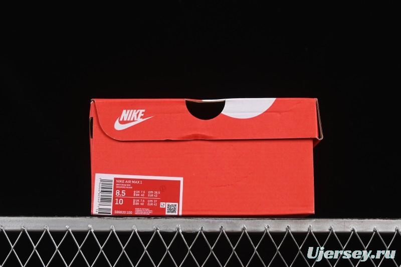 Nike Air Max 1 Retro Running Shoes with Half-Sole Air Cushion - 599820-100