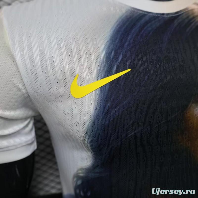 Player Version 2025 Brazil White with Jesus Praying Portrait Jersey