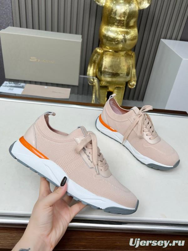 2025 Unisex Santoni Beige Wool Blend Knit Sneakers AS00320