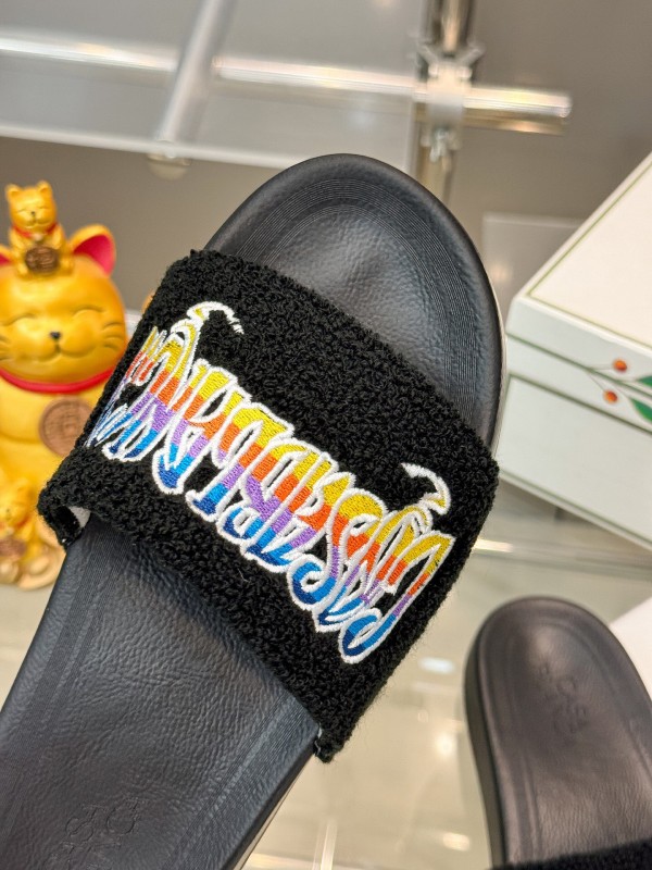 2025 Men CASA BLANCA Black Embroidery Slippers Original Embroidery KFY00160