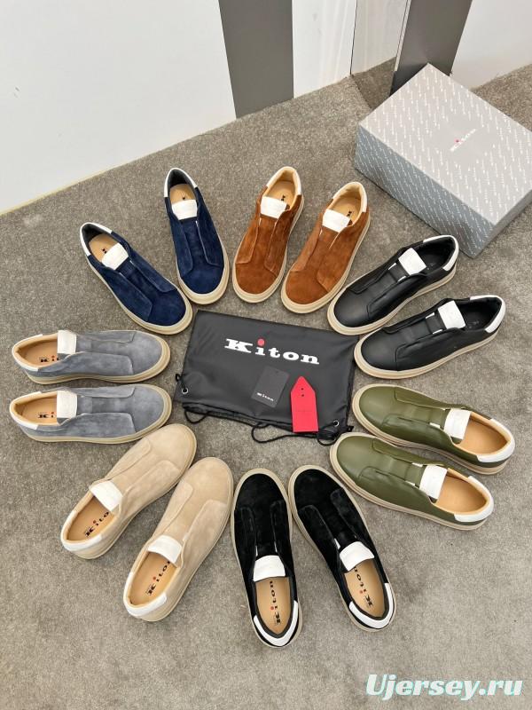 2025 Men Kiton Apricot Calf Suede Slip-On Casual Shoes AS00320