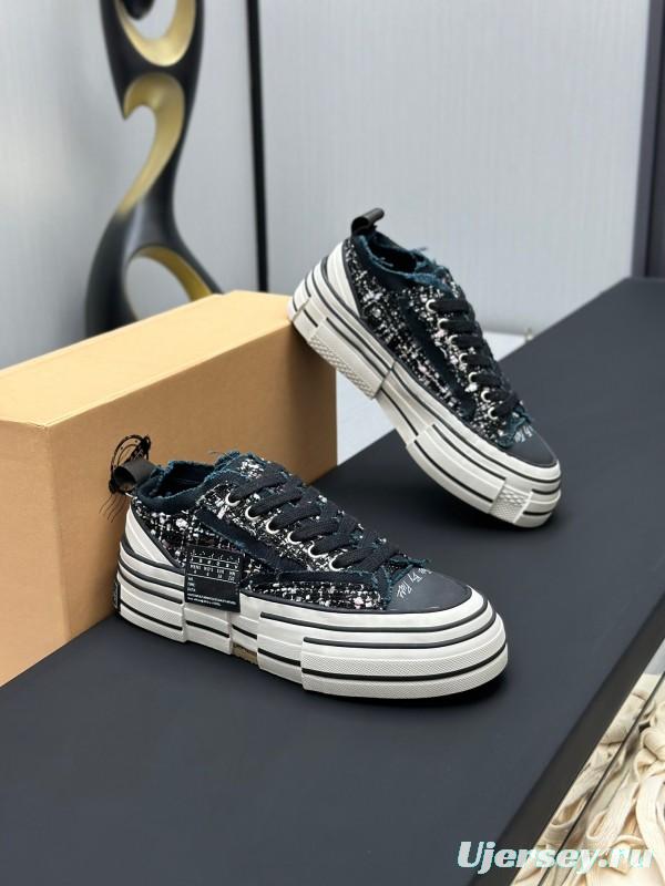 2025 Unisex XVESSEL Black White Canvas Platform Vulcanized Sneakers AS00260