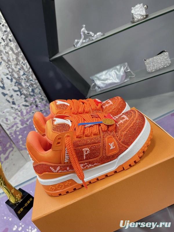 2025 Unisex Louis Vuitton Orange Crystal Plimsolls Bing Bing AS00420