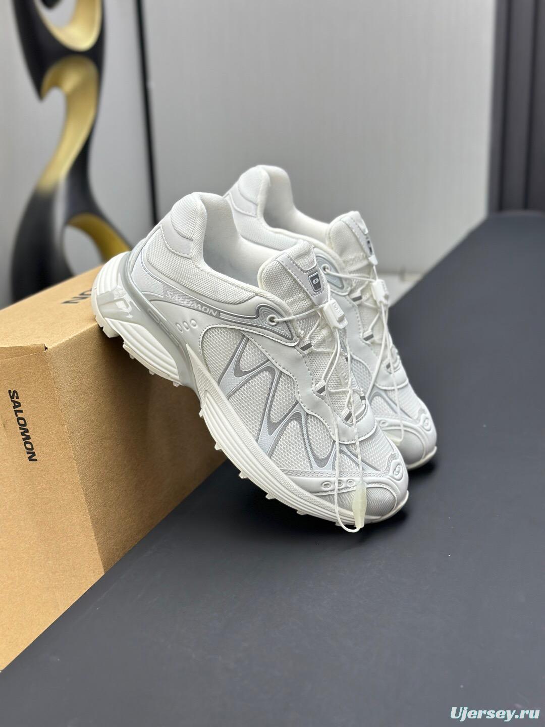 2025 Unisex Salomon White Cream Leather Mesh Sneakers AS00320