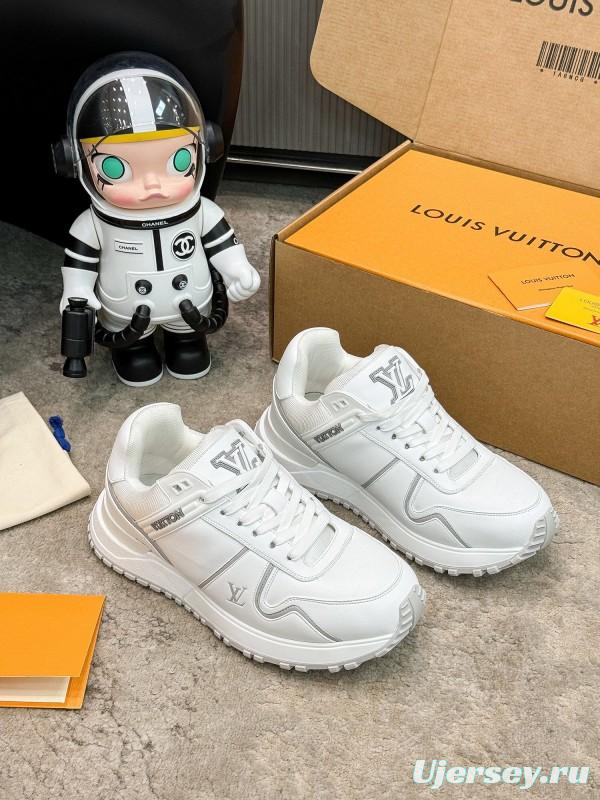 2025 Unisex Louis Vuitton White Leather Sneakers Run Away Maxi AS00390