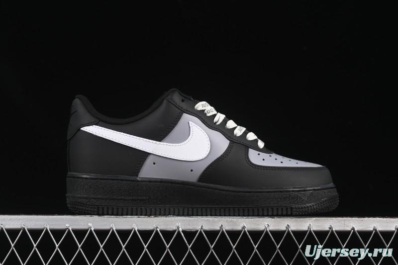 Nike Air Force 1 '07 Low Black Silver Court Low-Top Casual Sneakers - ZH0316-085