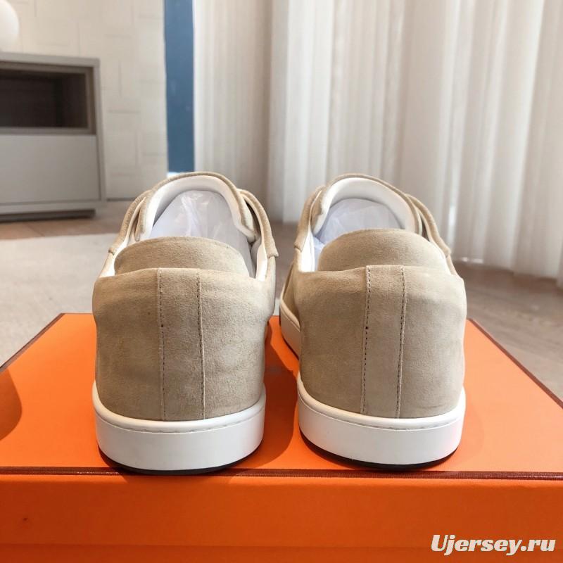 2025 Unisex H Beige White Suede Leather Sneakers AS00380