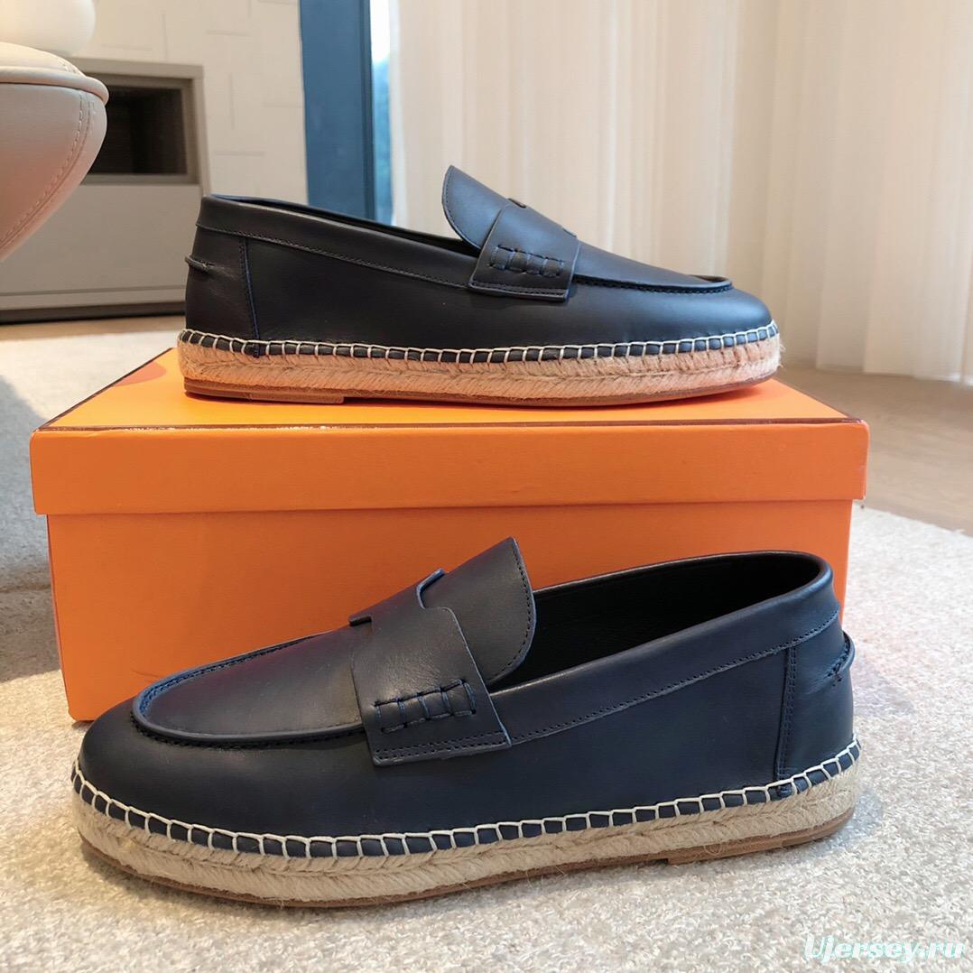 2025 Unisex Hermes Black Calfskin Loafers AS00380
