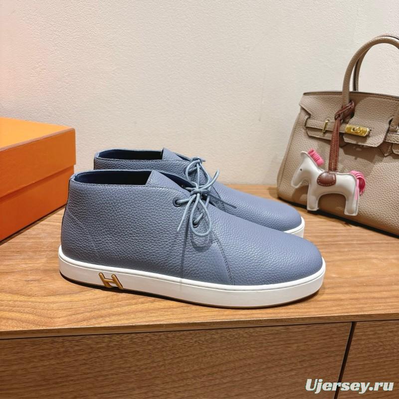 2025 Unisex H Light Blue Leather Sneakers AS00380