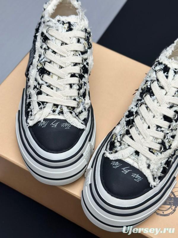 2025 Unisex XVESSEL Black White Canvas Plimsolls Hand-painted AS00260