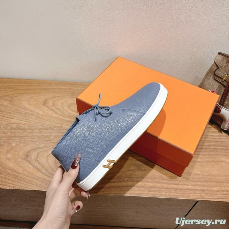 2025 Unisex H Light Blue Leather Sneakers AS00380