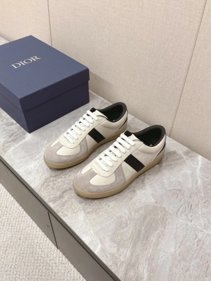 2025 Unisex Dior Black White Grey Leather Suede Sneakers Matchpoint B01 KFY00300