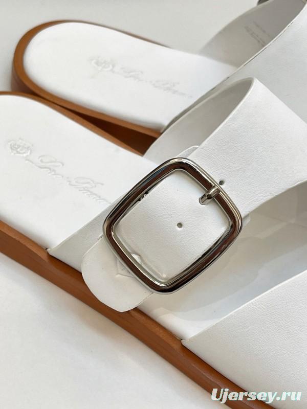 2025 Men Loro Piana White Leather Slippers AS00250