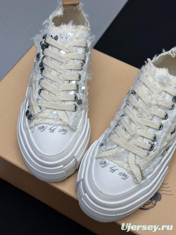 2025 Unisex XVESSEL White Canvas Plimsolls Vulcanized AS00260