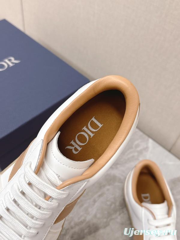 2025 Unisex Dior White Amber Leather Sneakers KFY00300