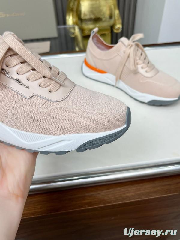 2025 Unisex Santoni Beige Wool Blend Knit Sneakers AS00320