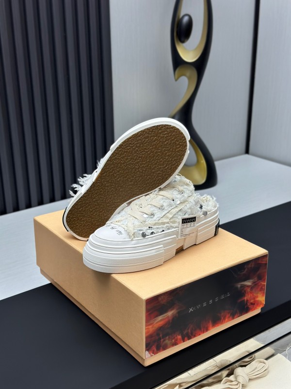 2025 Unisex XVESSEL White Canvas Plimsolls Vulcanized AS00260