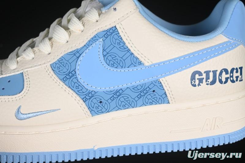 Nike Air Force 1 '07 Low Gucci Collaboration Ice Blue Low-Top Casual Sneakers - DF0188-067