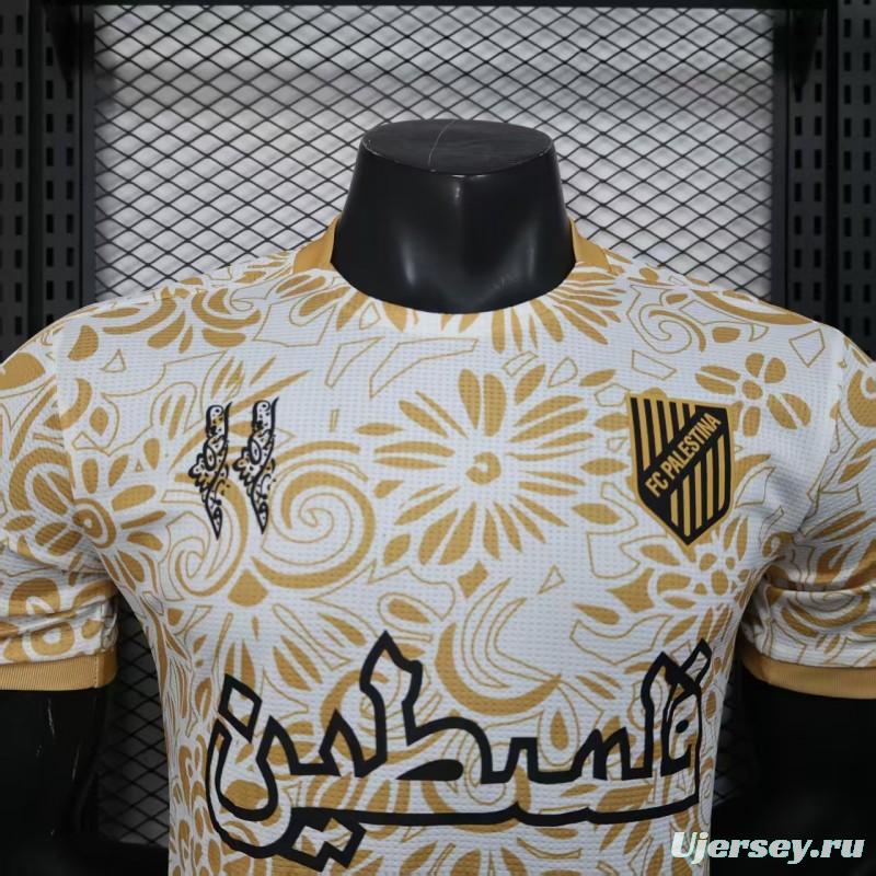 Player Version 25/26 FC Palestine White with Golden Floral Pattern Jersey