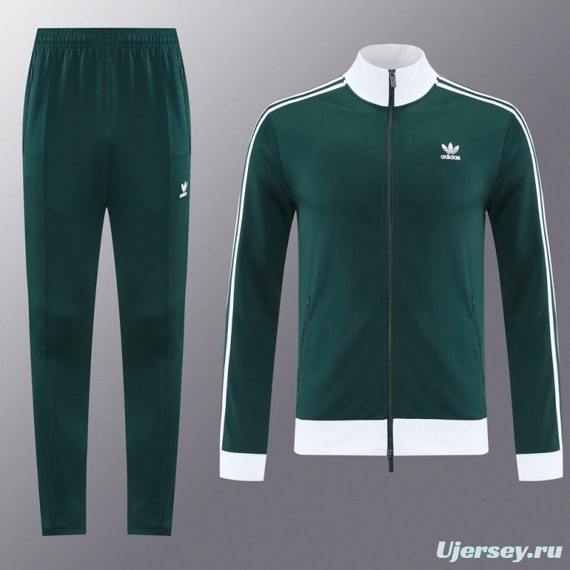 2025 Adidas Original Green Full Hoodie Zipper Jacket +Long Pants