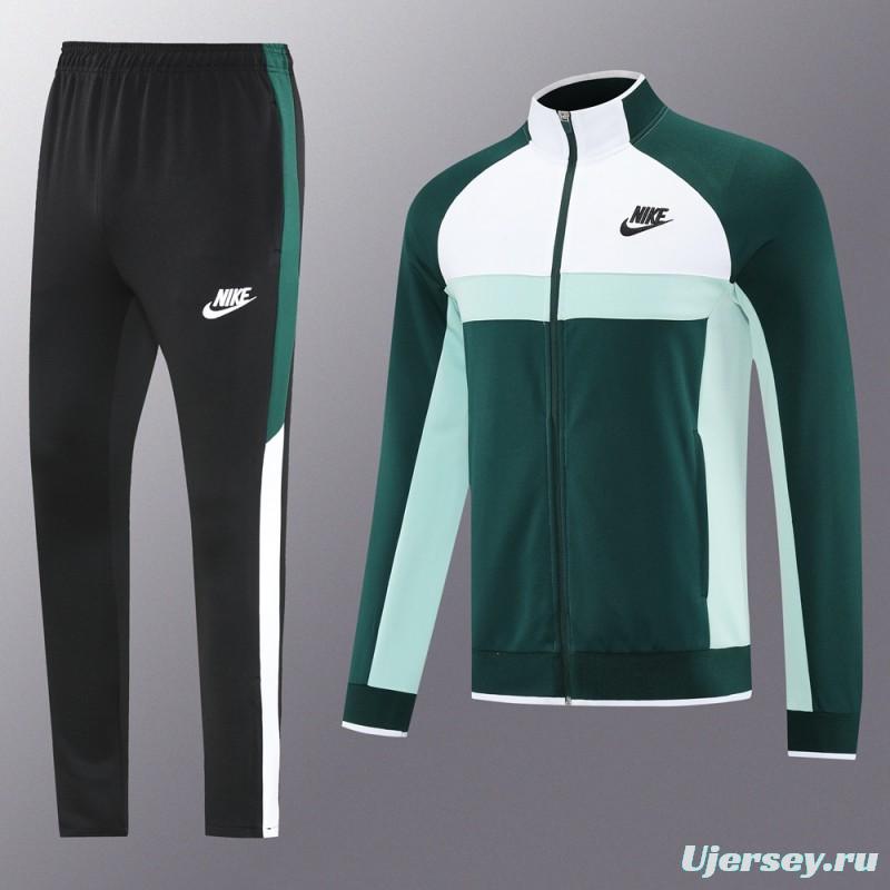 2025 Nike Green/White Full Hoodie Zipper Jacket +Long Pants