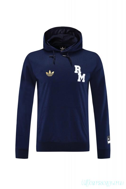 25/26 Real Madrid Navy Hoodie Full Zipper Jacket + Long Pants
