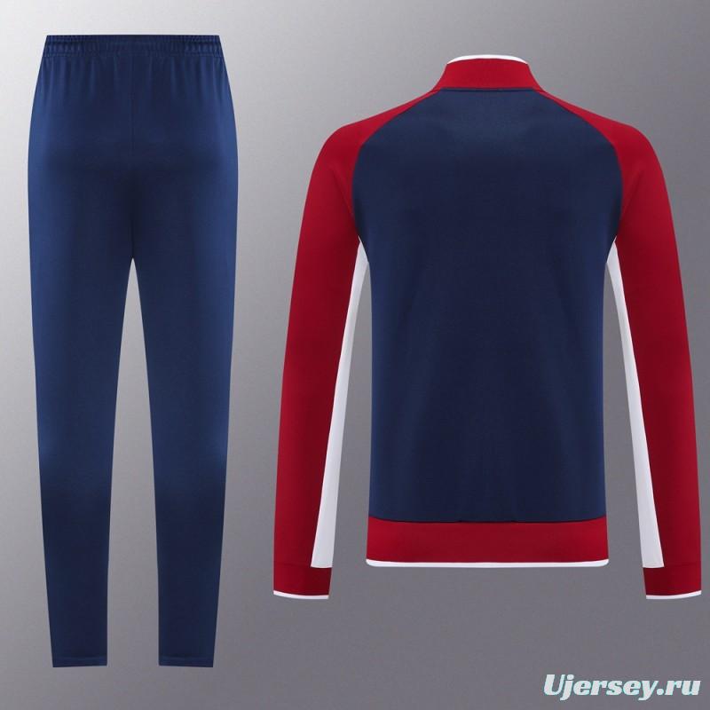 2025 Nike Navy/Red Full Hoodie Zipper Jacket +Long Pants